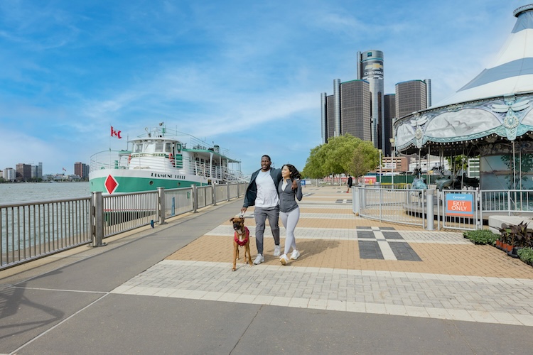 Couple together on the Detroit Riverwalk